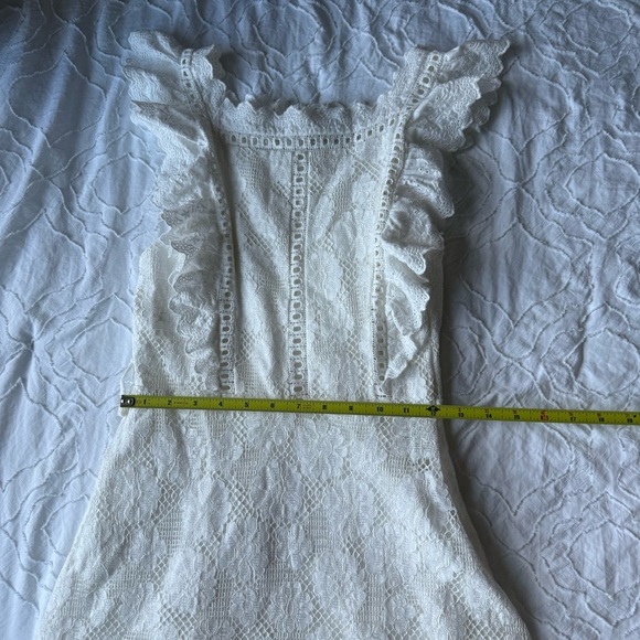 Selfie Leslie White Lace Ruffle Mini Dress Belt Loops - Picture 2 of 16
